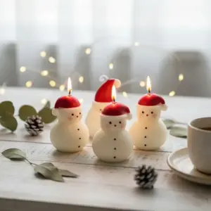 Handcrafted Santa Snowman Scented Candle Set